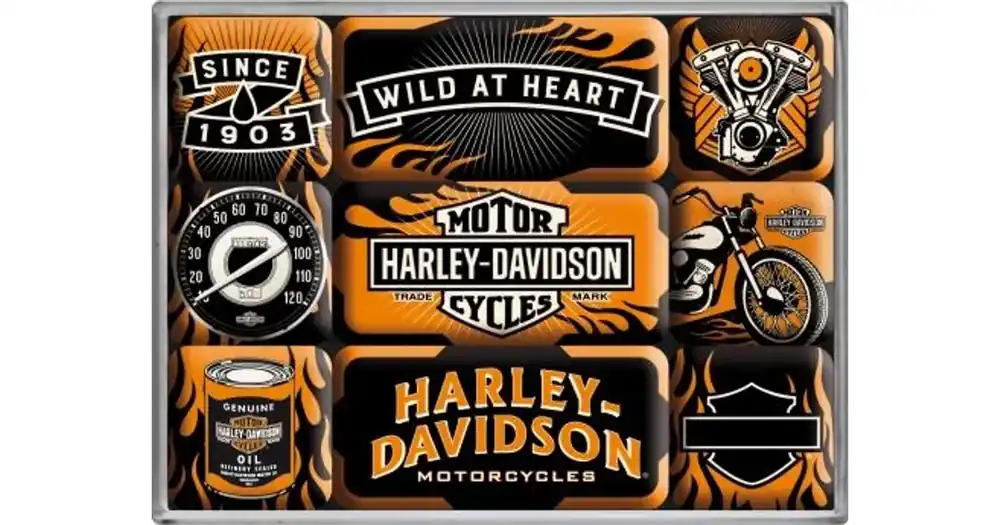 Osta Tänään Magneetti 9 kpl Harley-Davidson Wild Nostalgic Art 83096