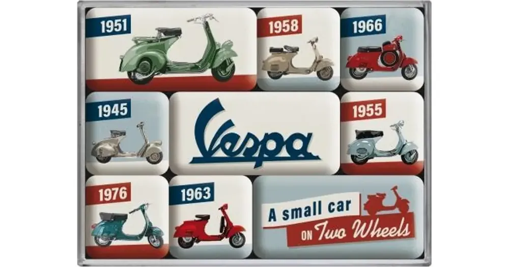 Magneettisetti 9 kpl Vespa Mallitaulukko Nostalgic Art 83110 Superhinta