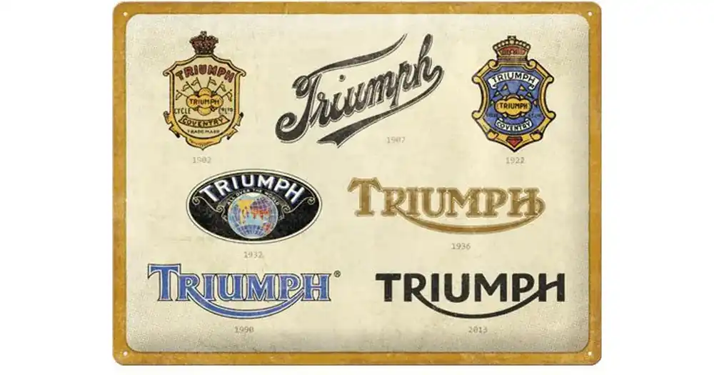 Vain Tänään Taulu, juliste 30x40 cm, kohokuvioitu pelti, Triumph Logo Evolution Nostalgic Art 23314