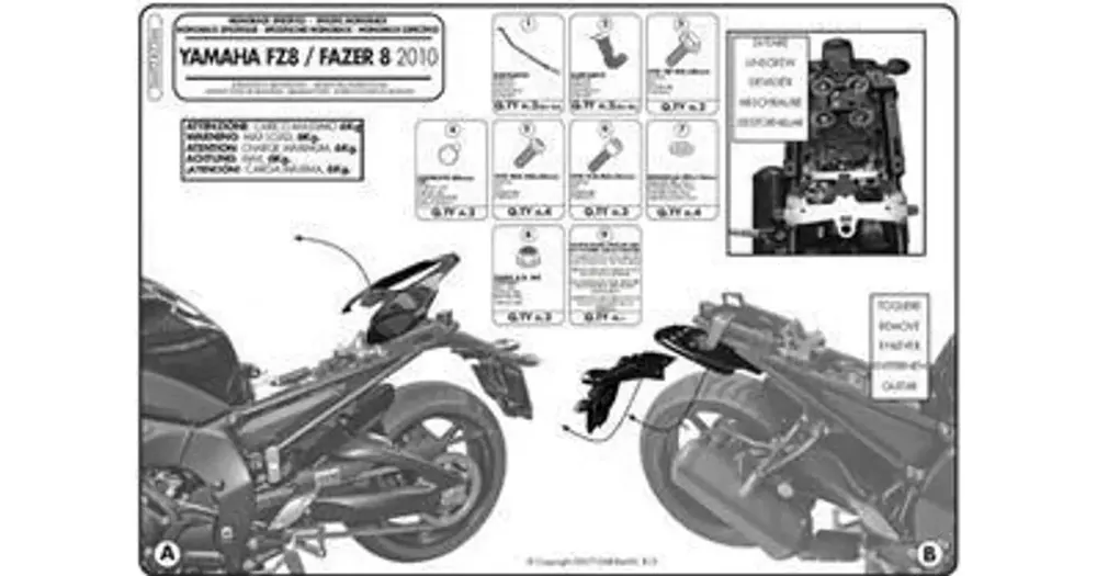 Osta Nyt Kappa Yamaha FZ8 / FAZER 8 800 -takalaukkuteline, ei sisällä pohjalevyä