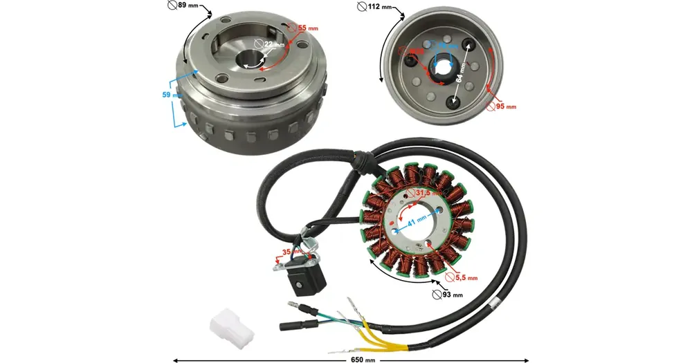 Staattori sytytyspuola, vaihtovirtalaturin staattori magneetolla, Barton Hyper 125 Euro 5 Halpa