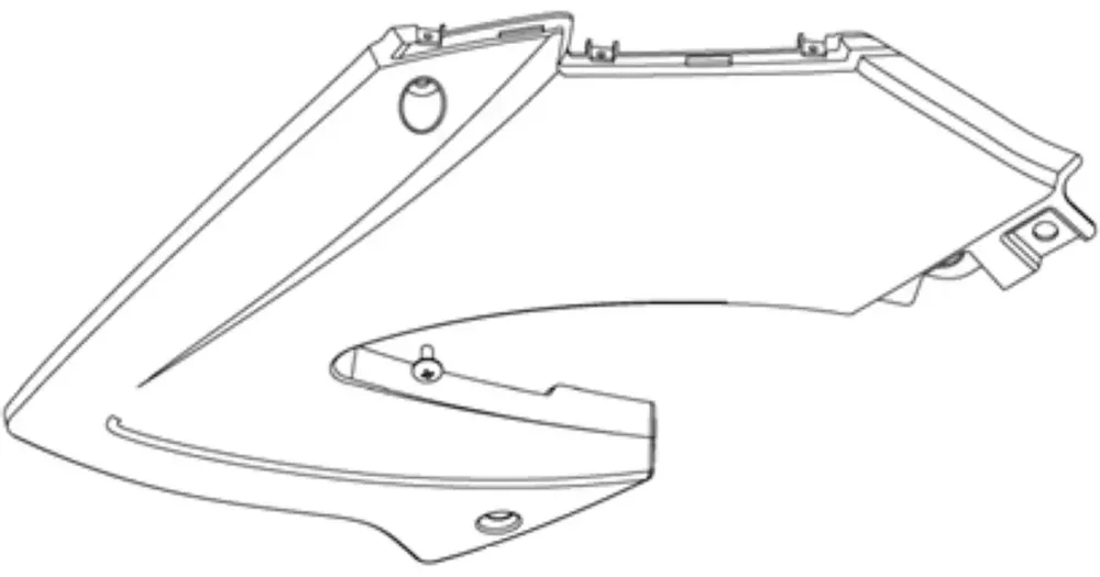 Sivupaneeli vasen, valkoinen WF, tarralla, Keeway TX 65632J41054Z Tarjoushinta