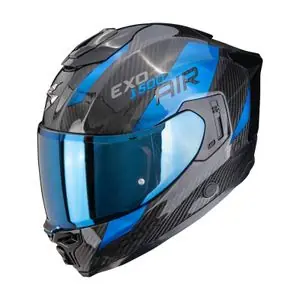 Kuuma Tarjous Scorpion Exo EXO-1500 CARBON AIR PLATTED Koko kypärä - Musta / Sininen