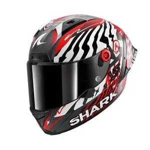 Shark AERON-GP FIM RACING 2 SPEED-FANCY Koko kypärä - Hiili / Valkoinen Eniten Myyty