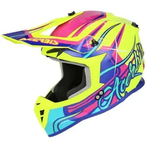 Acerbis LINEAR 22.06 GRAPHIC 2027 Cross-kypärä - Keltainen / Vaaleanpunainen Sertifioitu
