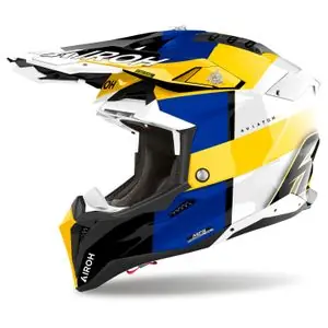 Airoh AVIATOR 3 - MONARCH 2025 Cross-kypärä - Sininen / Keltainen Ajankohtainen